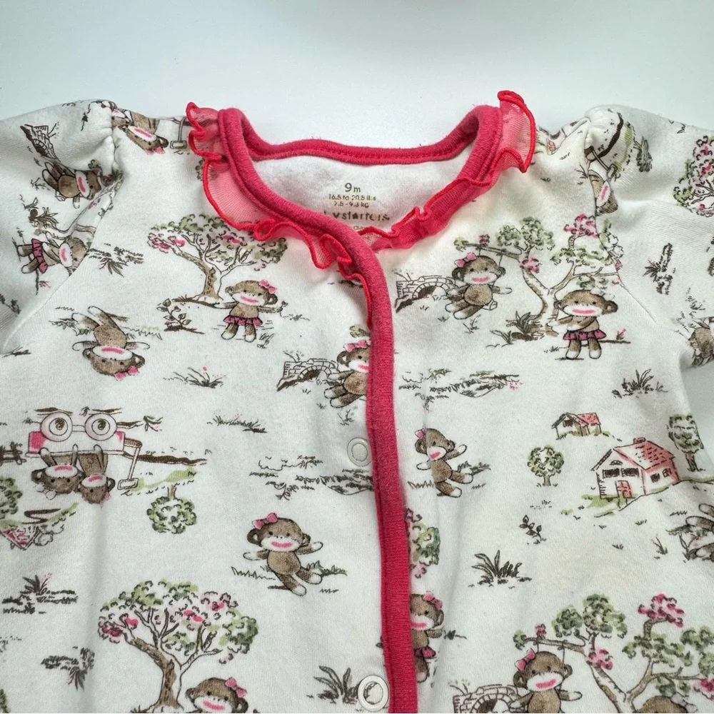 Baby Starters Baby Girl's Footie Pajamas with Frills & Bows 9M